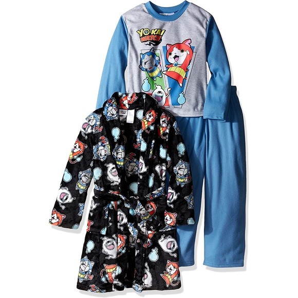 Yo-Kai Watch Other - NEW Toddler Boys Yo-Kai Watch 3 Piece Blue Pajamas and Robe Set Size 4-5